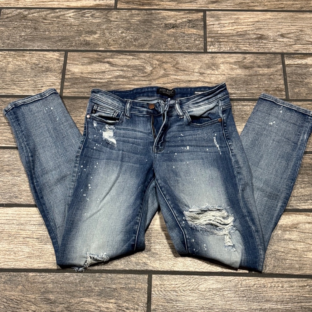 Judy Blue boyfriend fit distressed jeans dark wash size 5/27 - Picture 4 of 12